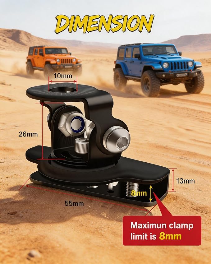 Hood Mount Light Brackets Universal Ditch Mount No Drill Fog Light Bracket | 2PCS 304 Stainless Steel A Pillar Light Mount Fog Light Brackets Mount Hood Mount Light Anti-Scratch for Truck Offroad