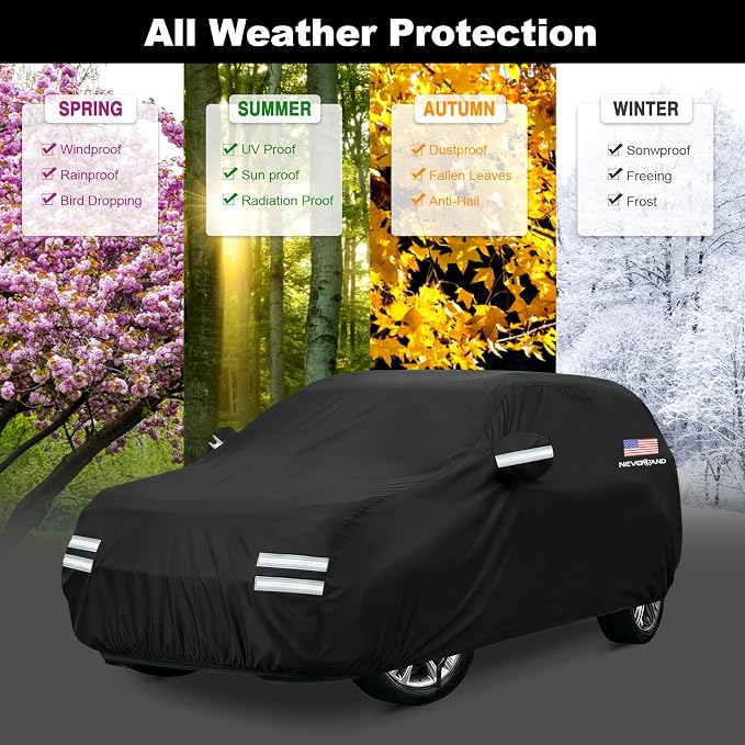 Car Cover Compatible with Ford Explorer, Full Car Covers Waterproof All Weather Dustproof, Snowproof, UV Protection Exterior Car Covers for Automobiles Universal Fit Ford Explorer