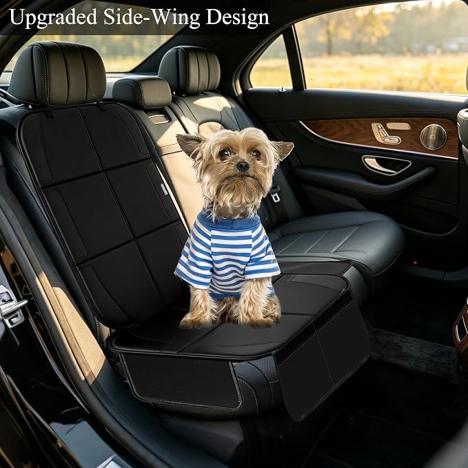 Meolsaek Car Seat Protector for Child Car Seat，600D Waterproof Car Seat Cover，Thickest Padded Non-Slip Fabric for Child and Pet with Pockets (1 pc)