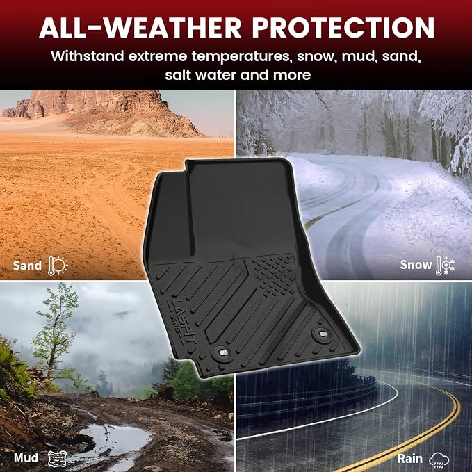 LASFIT All Weather Floor Mats for Toyota Corolla Sedan 2014-2019, TPE Black | All Weather Full Coverage Custom Fit TPE Floor Liners for Toyota Corolla 2014-2019, Easy to Clean, 1st & 2nd Row