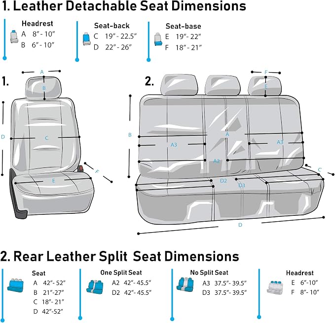 FH Group Perforated Leatherette Three Row Set 7 Seater Car Seat Covers, Airbag Compatible and Split Ready- Universal Fit for Cars, Trucks & SUVs (Black)