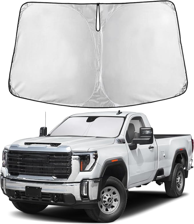 EcoNour Windshield Sunshade Compatible for GMC Sierra 1500 2500 3500 2019-2024 2025 2026, Sun Visor for Front Window Sun Shade Cover, UV Heat Blocker & Protector, Car Accessories