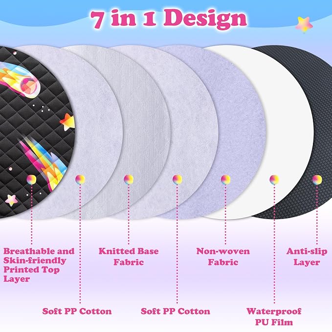 Babenest Car Seat Potty Protector Cover -Waterproof Carseat Training Liner for Baby &Toddler Shower Gift, Dry Piddle Pee Pad with Fun Designs for Strollers & Infant Car Seats (2pcs Meteor-Black)