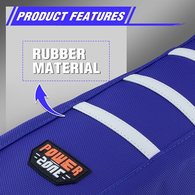 Dirt Bike Seat Cover - White Stripe Universial Seat Cover for Dirt Bike - Motorcycle Motorcross Enduro Seat Covers (Blue)