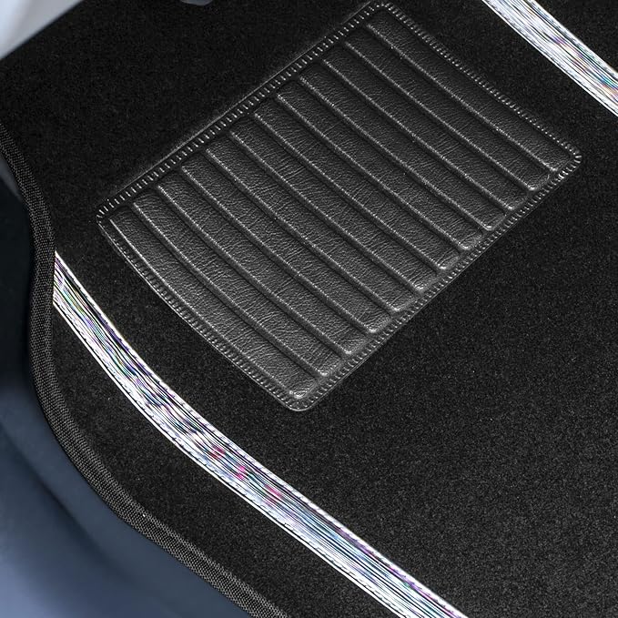 FH Group Universal Fit Car Floor Mats – All-Purpose Carpet Floor Mats & Protectors for Cars, SUVs & Trucks, Durable Automotive Carpet Mats, White & Black