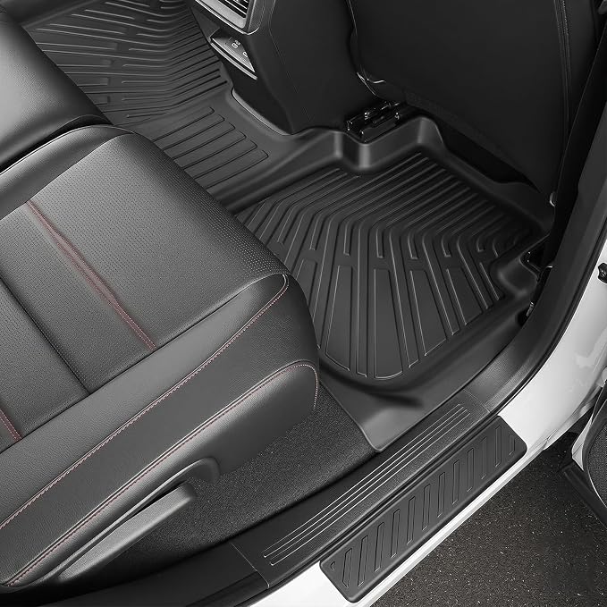 Auxko All Weather Floor Mats for 2026-2023 Honda CRV(Include Hybrid) Upper Cargo Mat with Backrest Mat & Door Sill Protecters TPE Liners Accessories Guard Odorless Anti-Slip Black