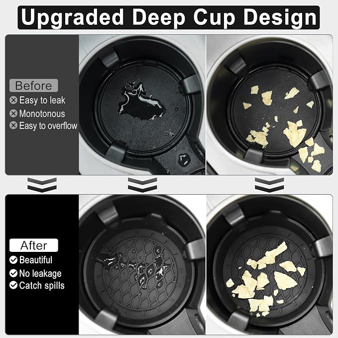 Car Coasters, Silicone Universal Cup Holder Inserts, Non-Slip Anti-Rattle Car Cup Holder Coasters, Men's and Women's Car Accessory Interior Set, 4 Pieces
