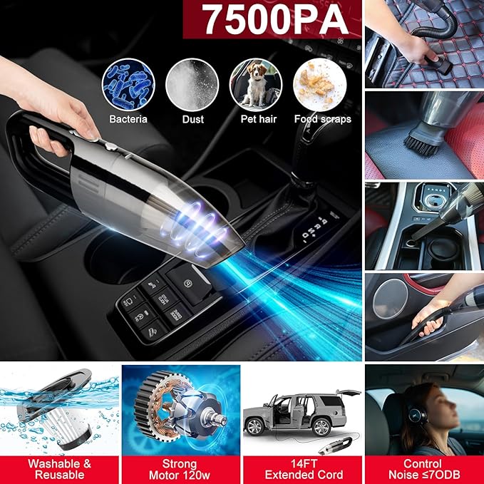 46Pcs Car Wash Cleaning Kit with Foam Gun Sprayer Detailing Brushes Car Vacuum Collapsible Bucket Windshield Cleaning Tool Tire Brush Towels Complete Interior Exterior Detailing Set for Car