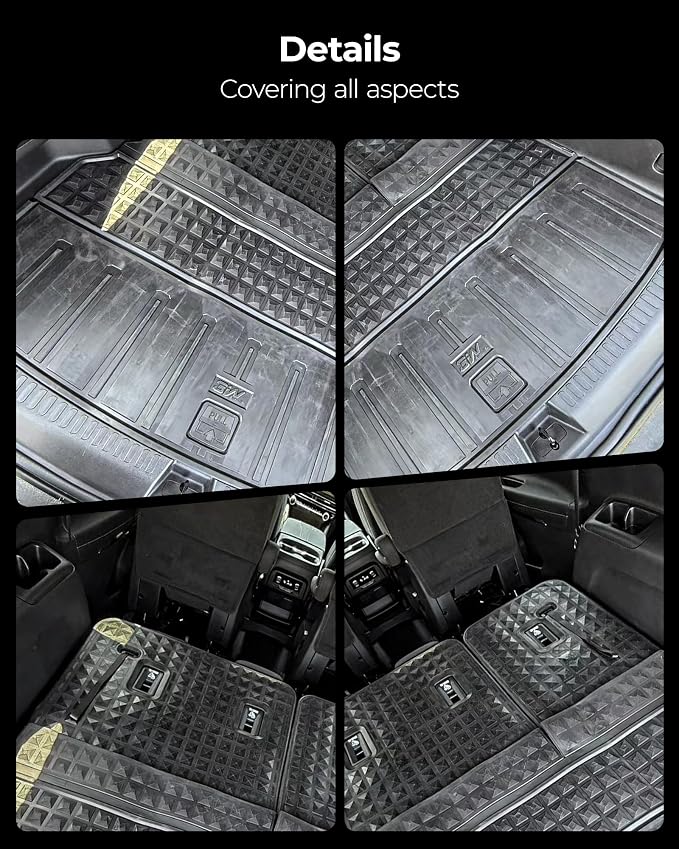 3W Seat Back Mats & Cargo Mat for Chevrolet Chevy Traverse 2024-2026 & GMC Acadia 2024-2026 & Buick Enclave 2025-2026, All Weather TPE Custom Fit Cargo Mat Trunk Liner with Backrest Mat, Black