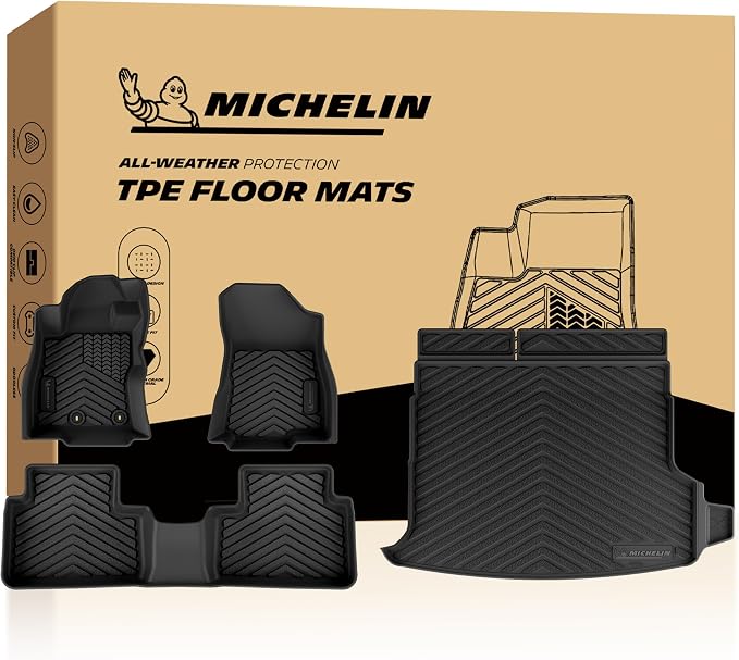 Michelin Floor Mats, All-Weather TPE Custom Fit Liner for 2025-2026 Subaru Forester Hybrid, Premier, Not Fit Gas & Wilderness