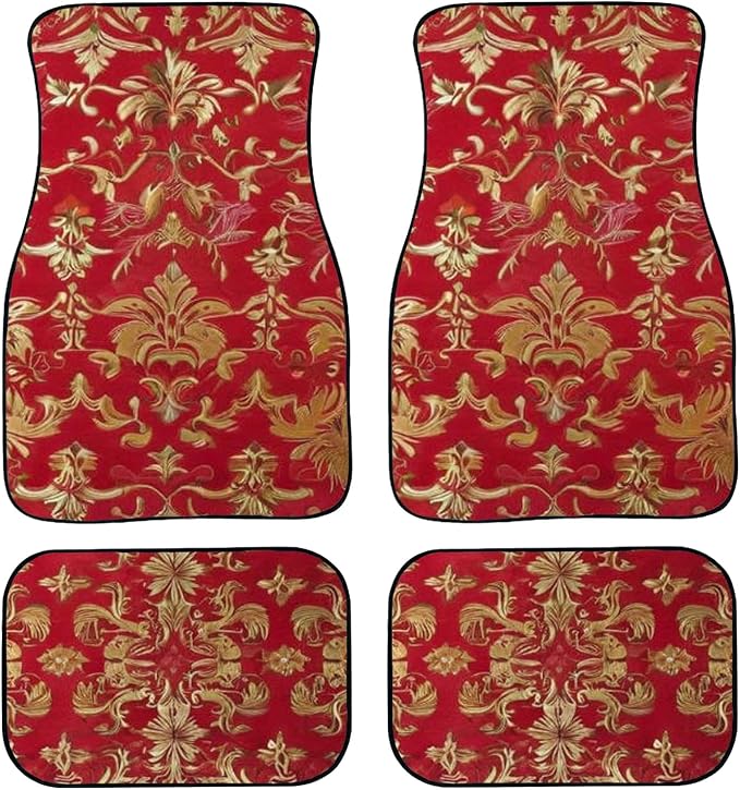 Car Floor Mats Non-Slip Automotive Floor Mats All-Weather Front Rear Car Floor Foot Mat Sets of 4 Pieces Foot Mats Rugs Carpet for Car Trucks SUV Sedans (FUGU-05)