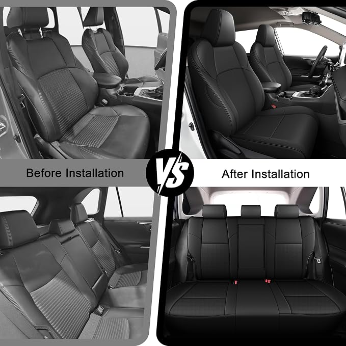 AOMSAZTO Custom Fit Seat Covers for Toyota bZ4X XLE,Limited 2023 2024 2025 2026 Full Set Waterproof Faux Leather Cover Seat Set Interior Accessories Cushion Protector Breathable Seat Cover Sets Black