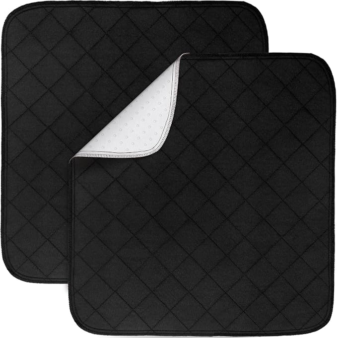 Waterproof Chair Pads for Incontinence 22" x 21", 4 Pack Non Slip Absorbent Wheelchair Reusable Seat Protector, Washable Seat Covers for Chairs, Black