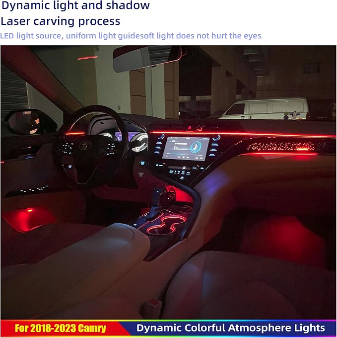 21 LED RGB Ambient Light Kit for 8th Gen Toyota Camry 2018-2023, Full Interior Atmosphere Lights with Starry Sky Panel & Cup Holder Lights, APP Control