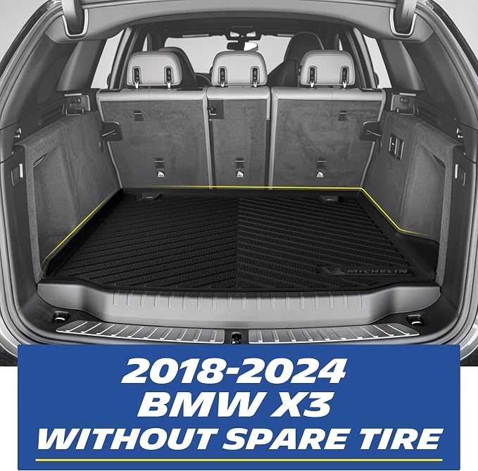Michelin Vehicle Mats, All-Weather TPE Custom Fit Liner for 2018-2024 BMW X3 Without Spare Tire (4 Piece), Not Fit X3 30e, Premier