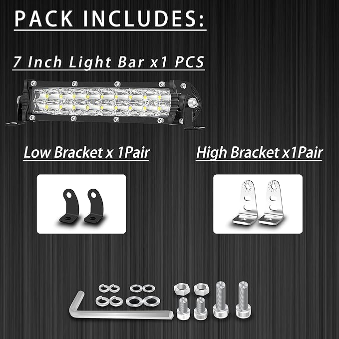 7 Inch Slim LED Light Bar for Truck Tractor, 12V-60V Small LED Work Light Pods Off Road Auxiliary Fog Lights 60W 6000lm, ATV Lawn Mower Golf Cart Pit Dirt Bike MTB eBike Mods Night Riding Headlight