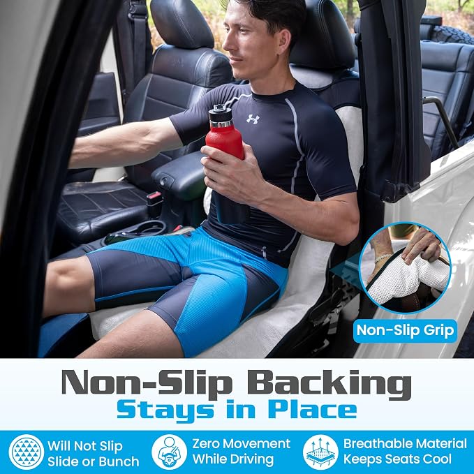 HAPPEGEAR Happeseat Waterproof Car Seat Cover & Protector, Silver | Universal Fit, Car Seat Towel Cover, Non-Slip Backing, Machine Washable, Fits Front & Back, Easy Install & Storage