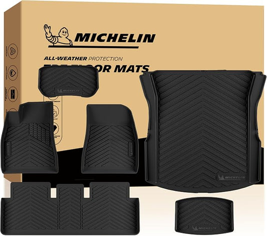 Michelin Vehicle Mats, Premier Series All-Weather TPE Custom Fit Liner for 2024-2027 Tesla Model 3 Floor Mats (6 Piece)
