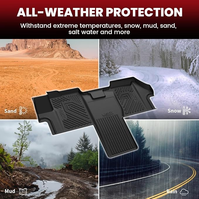 LASFIT Floor Mats for 2018 2019 2020 2021 2022 2023 2024 2025 2026 Dodge Ram Promaster 1500 2500 3500, All Weather TPE Custom Fit Car Mats Floor Liners 1st Row Only, Black
