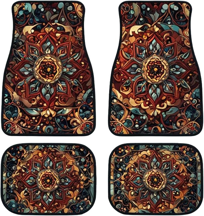 Car Floor Mats Non-Slip Automotive Floor Mats All-Weather Front Rear Car Floor Foot Mat Sets of 4 Pieces Foot Mats Rugs Carpet for Car Trucks SUV Sedans (FUGU-01)