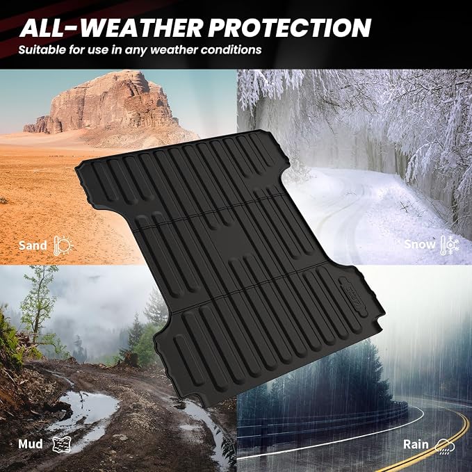LASFIT 6.4FT Truck Bed Mat for Ram 1500 2019-2026 Standard Bed (6FT4/76.3inches) NOT for Classic Model or Model with RamBox, All Weather TPE Custom Fit Truck Cargo Bed Liner, Black
