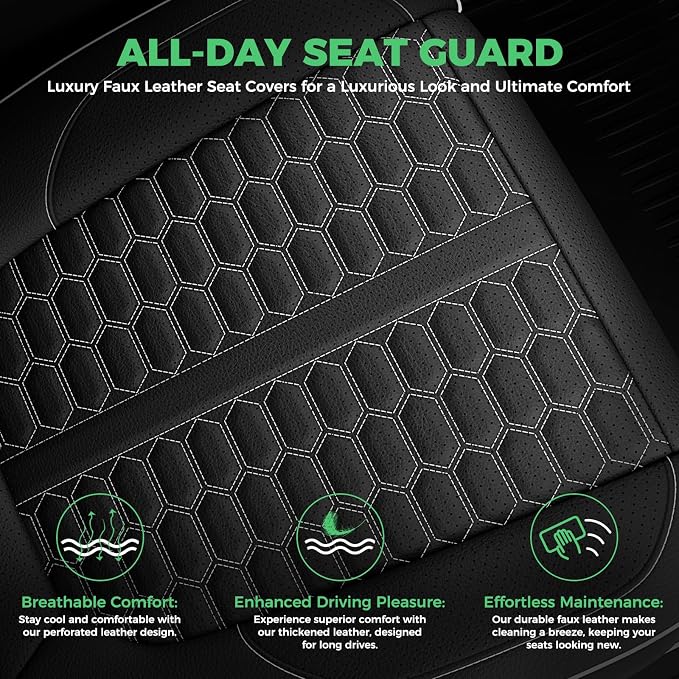 Custom Seat Covers for 2019-2026 Silverado/Sierra 1500 Crew Cab | Fits 2500/3500HD 2020-2026, Jump Seat Cover(armrest storage only), Faux leather, Waterproof, Scratch-resistant, Easy-clean