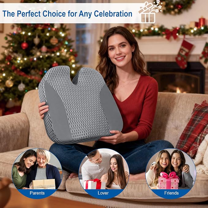 Lofty Aim Car Seat Cushion for Driving, Memory Foam Driver Seat Cushion | Car Seat Cushion for Long Driving Comfort, Driver Seat Pillow Adds Height and Support for Cars, Trucks, Office Chairs, Gray
