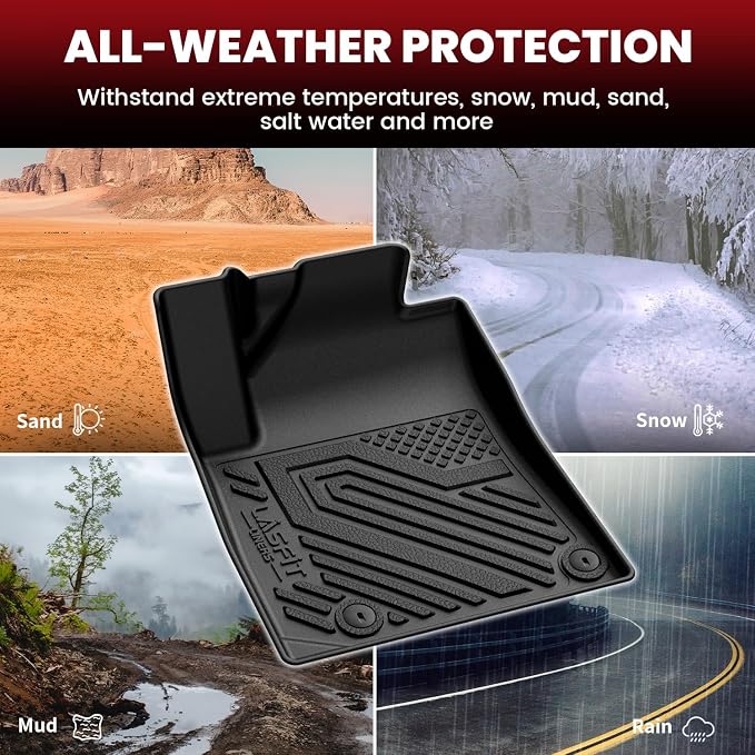 LASFIT Floor Mats & Cargo Mats for KIA NIRO EV 2026 2025 2024 2023 (Not for Hybrid/PHEV), All Weather TPE Custom Fit Floor Liners for Kia NIRO EV 2023-2026 Full Set Car Mats, Black