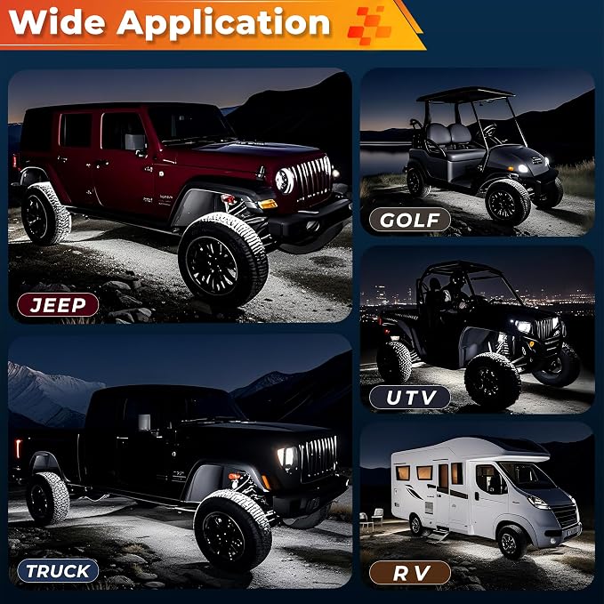 12 Pods Pure White LED Rock Lights Kit with Switch Wiring Harness,6500K 324 LEDs Bright Rock Lights for Trucks,Waterproof Underglow Light for Car Jeep Off Road ATV UTV SUV(Patented)