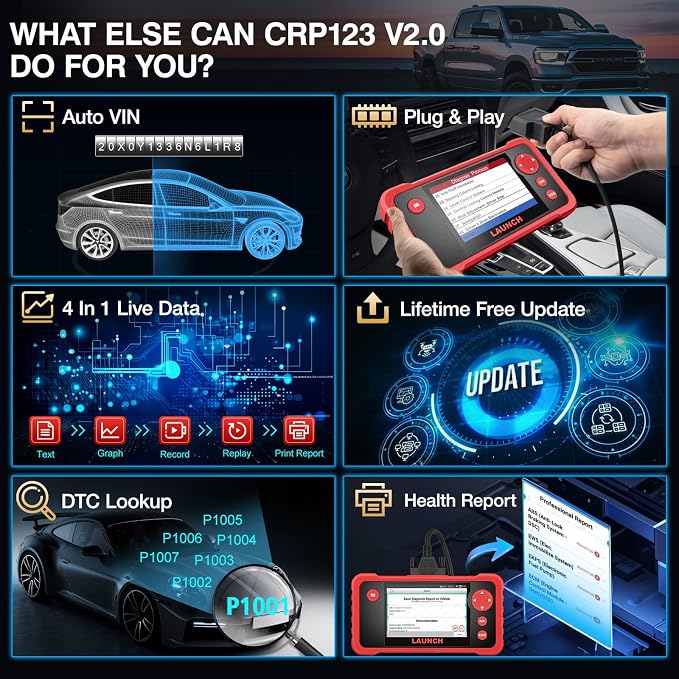 LAUNCH CRP123 V3.0 Elite OBD2 Scanner-2026 New Model Engine/ABS/SRS/Transmission Diagnostic Scan Tool SRS Airbag Code Reader,3 Reset Oil Service/Throttle Relearn/SAS Reset,Lifetime Free Update