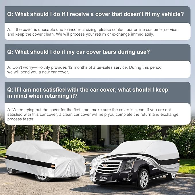 10 Layers SUV Car Cover Custom Fit for Cadillac Escalade ESV (2002-2026), Waterproof All Weather for Automobiles, Outdoor Full Cover Sun Dust Rain Protection with Cotton. Silver