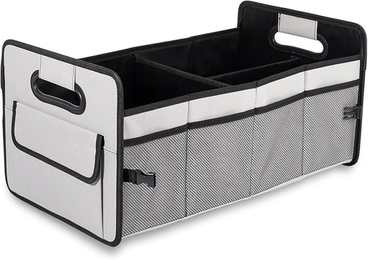 JiatuA Car Trunk Organizer, Car Organizers and Storage Collapsible Multi Compartment Container Box, Adjustable Car Accessories for SUV Sedan Truck, Standard Size, Grey