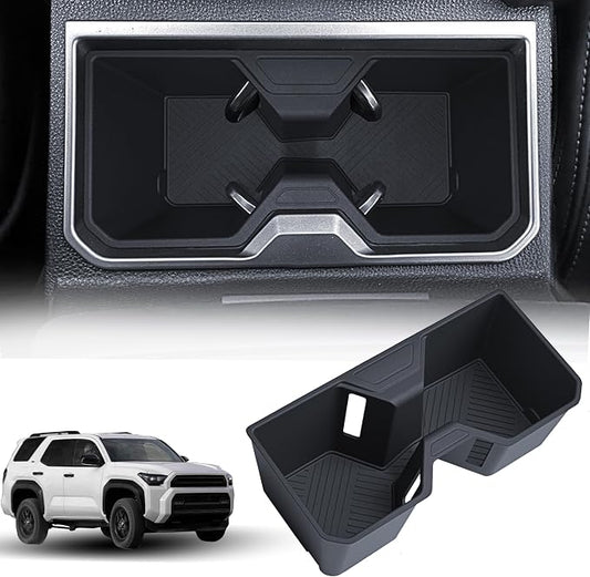 Center Console Cup Holder for 2025 2026 Toyota 4Runner Accessories TPE Cup Holder Insert Coaster Middle Console Armrest Front Non Slip Drink Holder Protector Organizer Interior Accessories Black