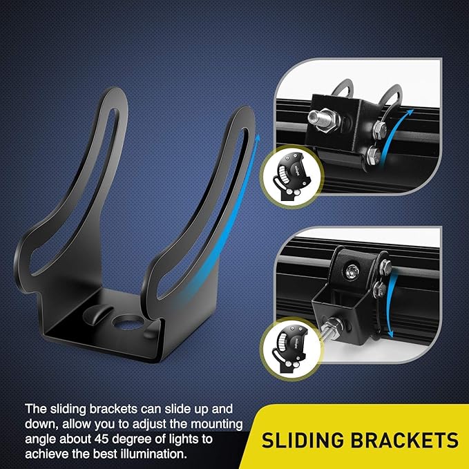 Nilight 2PCS Mounting Base Bracket LED Light Bar Slide Mount Bracket 2 Years Warranty (90034B),Black