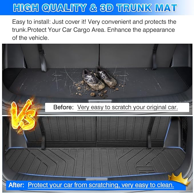 Sorento Cargo Liner - Trunk Mat for Kia Sorento 2021-2025 2026, All Weather Cargo Mat for Sorento Accessories, Heavy Duty Car Mats, Car Accessories