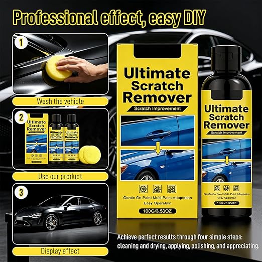 Scratch Remover for Vehicles, Car Scratch Remover Kit with Sponge, Upgrade Car Scratchs Remover for Deep Scratches in 60 Seconds, Quick Fix Removal Paste for Repair Scratche and Restore Shine (2pcs)