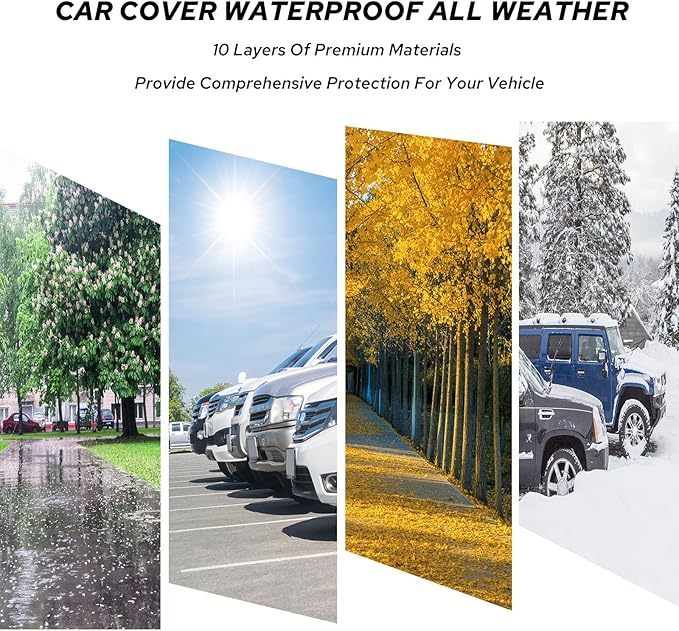 10-Layer for Chevy Corvette C4/C5/C6/C7 Car Cover Waterproof All Weather for Automobiles, Outdoor Full Cover Soft Cotton Lining with Door Zipper, Fit for Corvette C4-C7 1984-2019