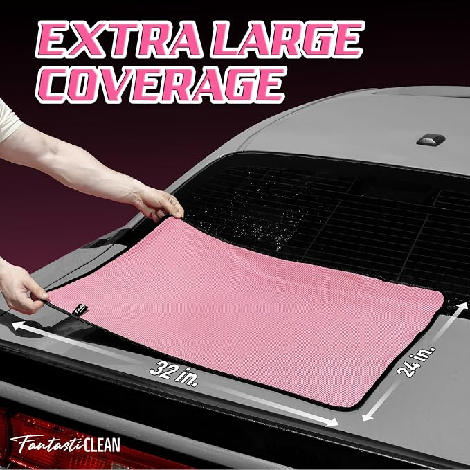 Fantasticlean Microfiber Car Drying Towels- 2 Pack, 32‘’ by 24'' (Pink) | Dual-Colored Twisted Loop, Ultra Absorbent, Scratch-Free Premium Detailing Cloth for Car, RV, Motorcycles, Trucks