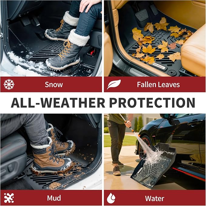 YITAMOTOR Floor Mats Fit for 2020-2026 Hyundai Sonata / 2021-2026 Kia K5 (Only FWD Models, Not for AWD/Hybrid), TPE Custom Fit All Weather Sonata Accessories for 1st & 2nd Floor Mats Set