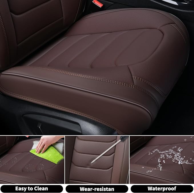 FLORICH Car Seat Covers, Leather Seat Covers, Front Seat Covers 2PCS,Waterproof Car Seat Protector, Auto Driver Seat Covers Accessories Fit for Most SUV Trucks(Coffee, Front Pair)