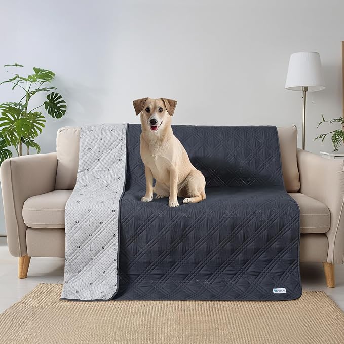 PetAmi Waterproof Couch Cover for Dogs, Non-Slip Leakproof Sofa Furniture Protector for Pet Cat, Machine Washable Bed Blanket for Car Seat, 102x82 Gray