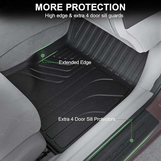 Floor Mats for 2012-2015 Honda Civic Sedan & Sedan Si (Not for Coupe), TPE All Weather Durable Floor Liners Door Sill Guards for Honda Civic
