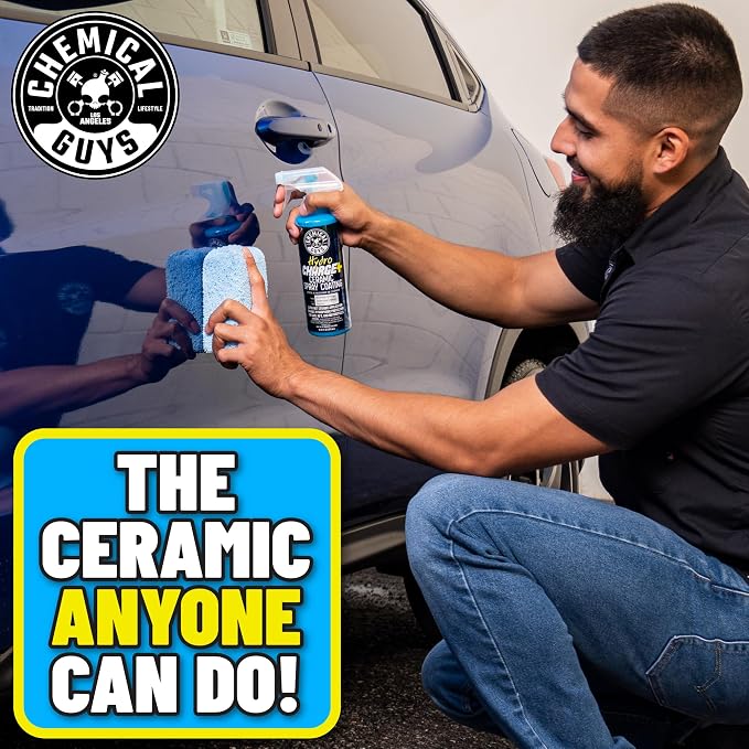 Chemical Guys WAC23016 HydroCharge High-Gloss Hydrophobic SI02 Ceramic Spray Coating (Works on Car, Truck, SUV, RV, Boat and Motorcycle Paint), 16 fl. oz, Blue | Ceramic spray coating adds high gloss, slickness and hydrophobic water beading on paint, g...