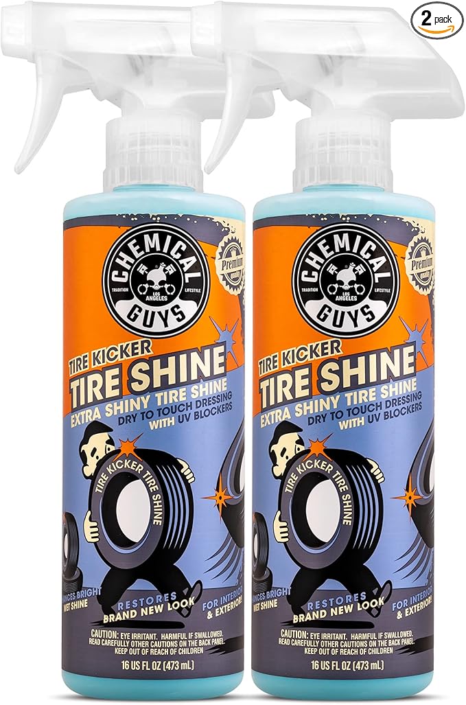 Chemical Guys, Tire Kicker Extra Glossy Tire Shine for Rubber & Trim, 16 oz | Sprayable dressing revives a deep wet look on tires, trim and bumpers, dries to the touch with no greasy sling
