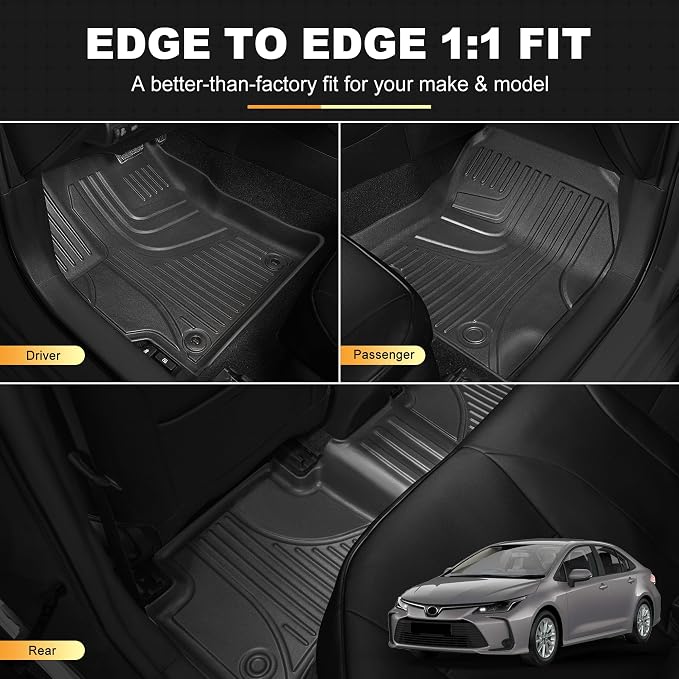 Floor Mats for Toyota Corolla Sedan 2020-2026 (Not for Hatchback or Cross) | Custom Fit Floor Liners All-weather Protection Waterproof Easy to Clean Heavy Duty Non-Slip Rubber Corolla Accessories