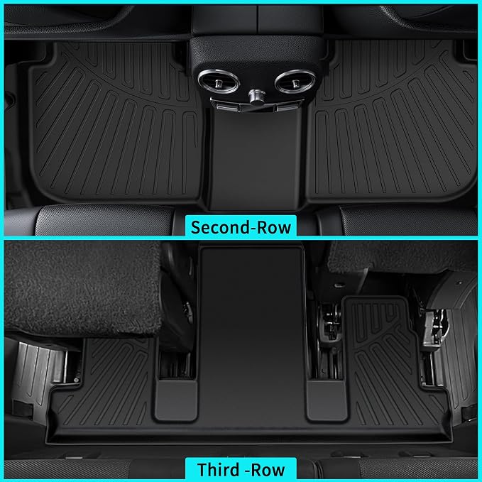 Floor Mats Fit for 2018-2023 Chevrolet Traverse 8 Seats (Bench Seats), All Weather TPE Car Floor Liners Carpet Custom Fit for Chevy Traverse Accessories，3 Row & Cargo Liner