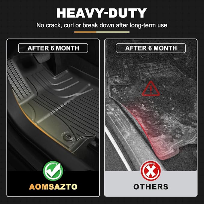Floor Mats Fit for Mercedes-Benz C-Class C300 C43 AMG 2015-2021 Sedan Only | AOMSAZTO All Weather Custom Fit Floor Liners & Cargo Mat Full Set for 1st and 2nd Row, Black