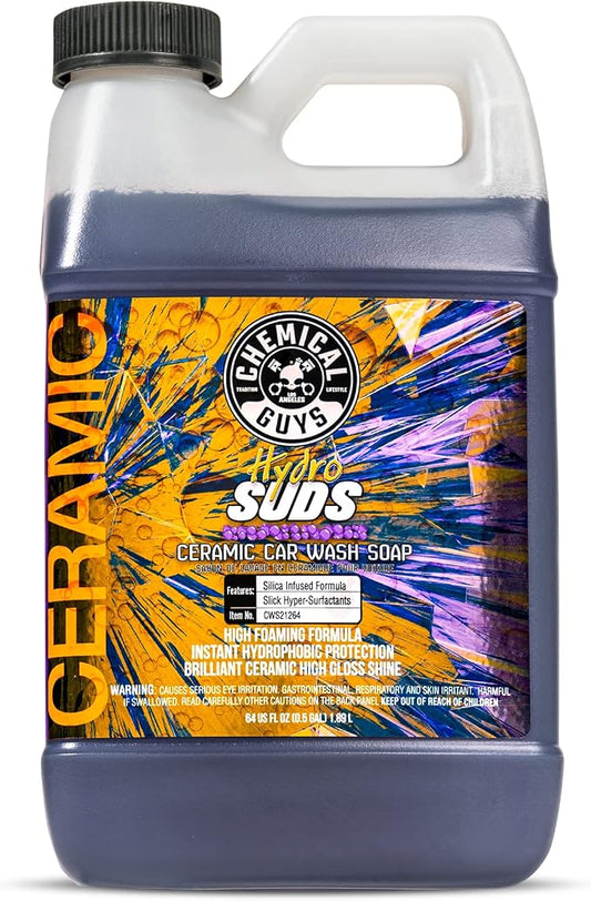 Chemical Guys, HydroSuds Ceramic High Foaming Car Wash Soap, Berry, 64 oz | Ceramic polymers add gloss and water beading, thick foam for cannons, guns or buckets, sweet berry scent