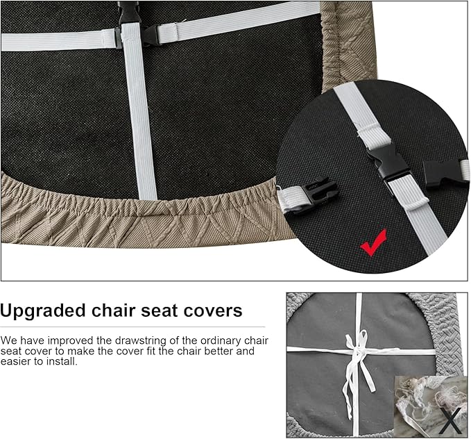 Genina Waterproof Seat Covers for Dining Room Chairs Covers Dining Chair Cover Kitchen Chair Covers (Taupe, 2 Pcs)