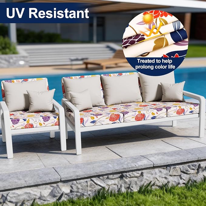 Smiry 4 Pcs Waterproof Patio Cushion Covers, Stretch Outdoor Furniture Covers